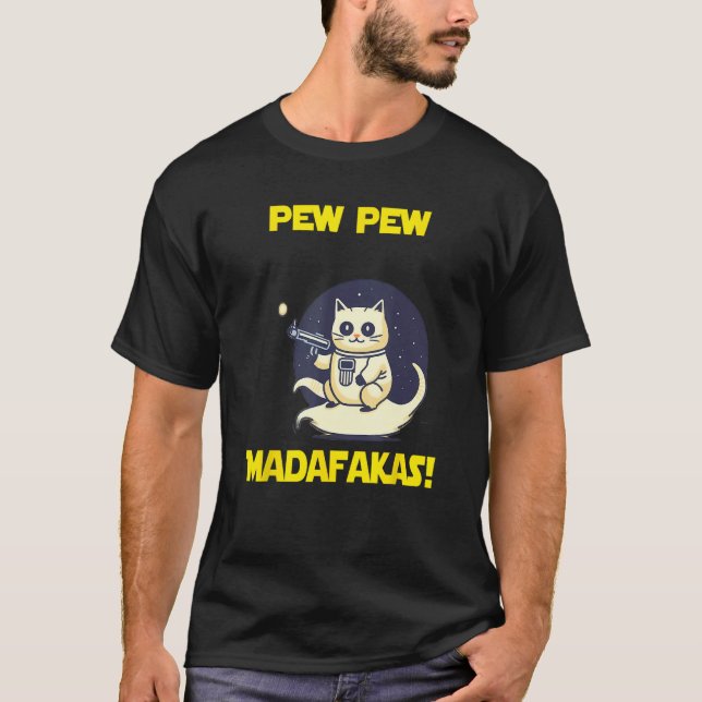 Space Astronaut Pew Madafakas Birman Cat T-Shirt (Vorderseite)