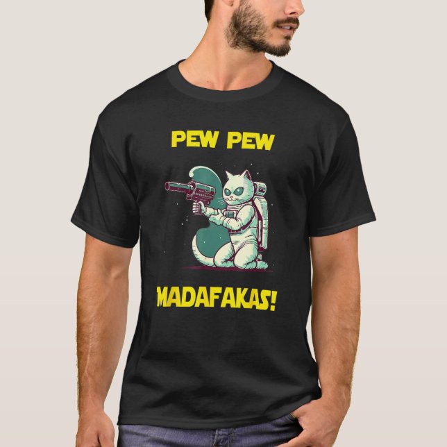 Space Astronaut Pew Madafakas Manx Cat 1 T-Shirt (Vorderseite)