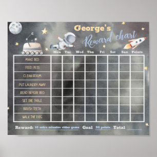 Space Astronaut Reward Chore Chart Poster