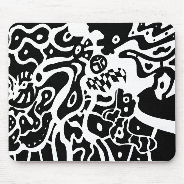 "Space" B&W Abstrakt Art Mousepad (Vorne)