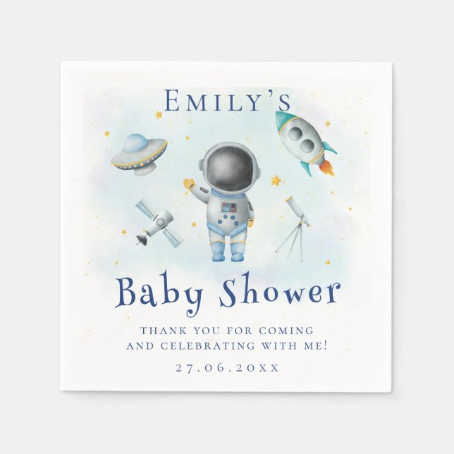 Space baby Astronaut Boy Raketen Star Kinderdusche Serviette (Vorderseite)