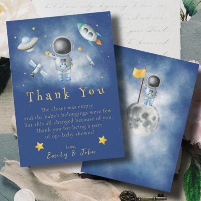 Space Baby Astronaut Boy Raketenstar Vielen Dank Einladung (Von Creator hochgeladen)