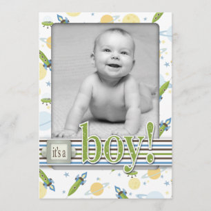 Space Baby Birth Announcement Card 12x18 Ankündigung