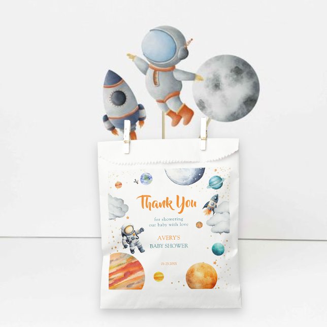 Space Baby Shower Thank You Rocket Planet Geschenktütchen (Von Creator hochgeladen)