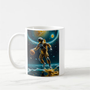 Space Basketball Astronaut schwimmt auf Gold T-Shi Kaffeetasse