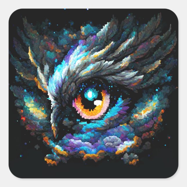 Space Bird Quadratischer Aufkleber (Vorderseite)