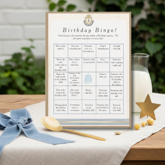 Space  Birthday Find Guest Bingo game card Feiertagskarte