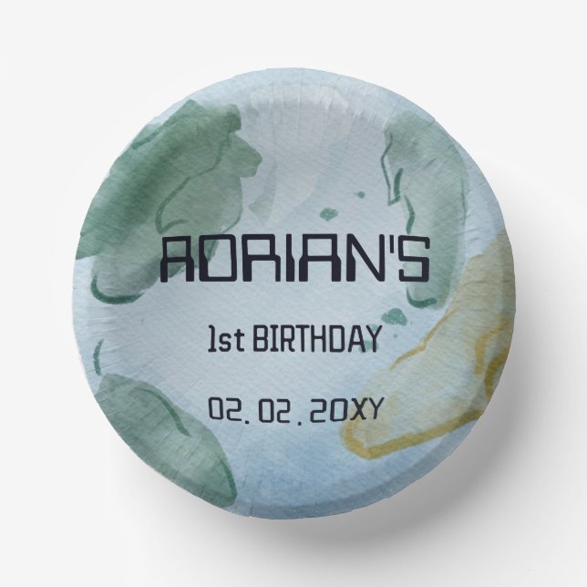 Space Birthday Party Earth Globe Pappteller (Vorderseite)
