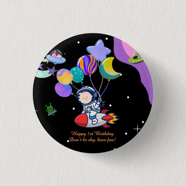 Space Birthday Party | Galaxy Theme Decor Button (Vorderseite)