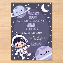 Space Birthday Party Invitation | Galaxy Astronaut