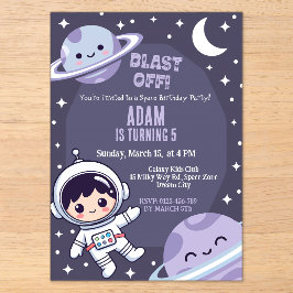 Space Birthday Party Invitation | Galaxy Astronaut Acryleinladungen