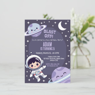 Space Birthday Party Invitation | Galaxy Astronaut Einladung