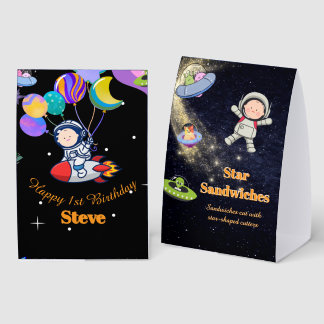 Space Birthday Party Theme Tischaufsteller