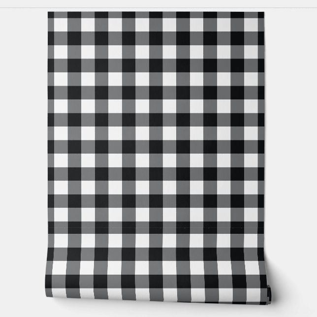 Space Black Gingham Check Buffalo Plaid Tapete (Abrollen)