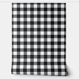 Space Black Gingham-Karo Büffel Plaid Tapete