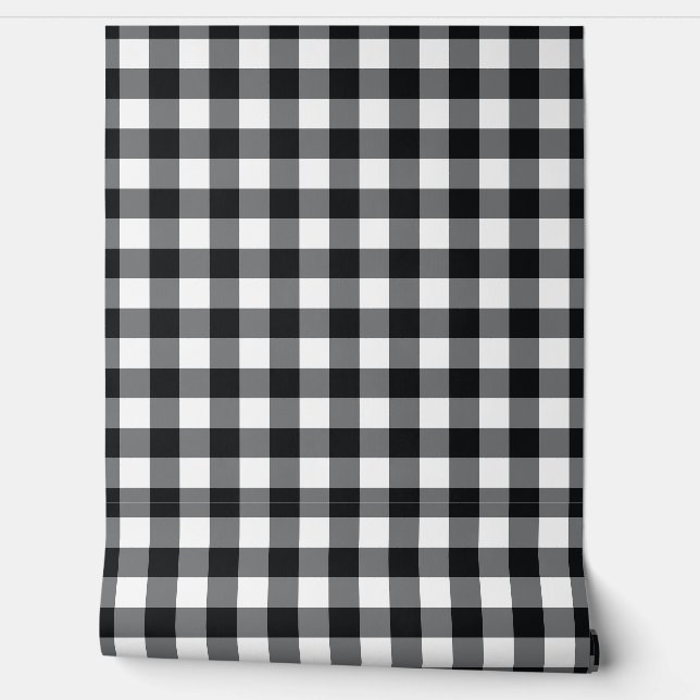Space Black Gingham-Karo Büffel Plaid Tapete (Abrollen)