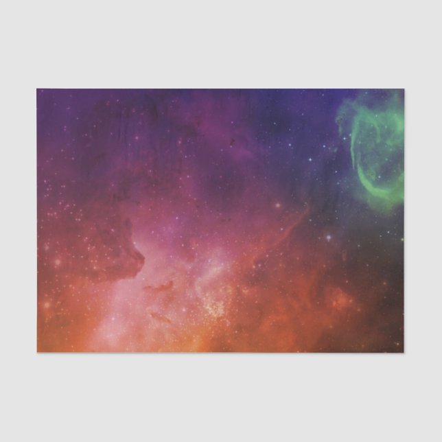 Space Blue Red Watercolor Star Nebula Universum Seidenpapier (Vorderseite)