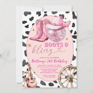 Space Boots und Bling Cowgirl 30. Geburtstag Einladung