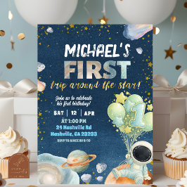 Space Boy 1ST Trip around the sun Birthday Invitat Einladung