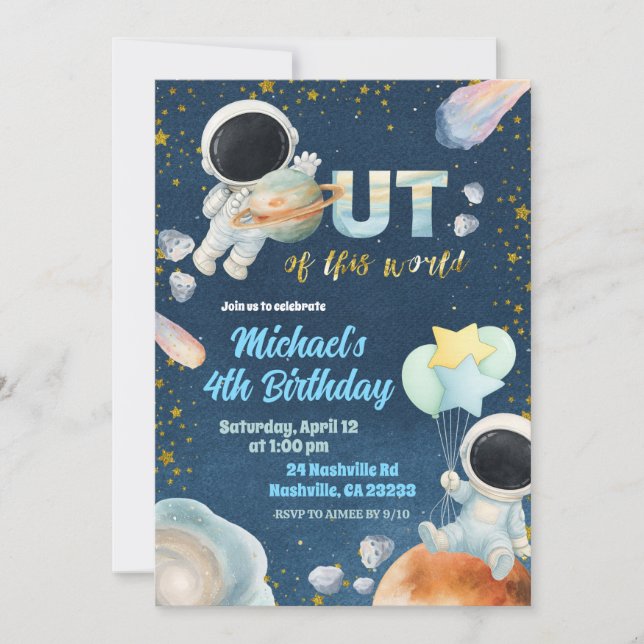 Space Boy Birthday Invitation Einladung (Vorderseite)