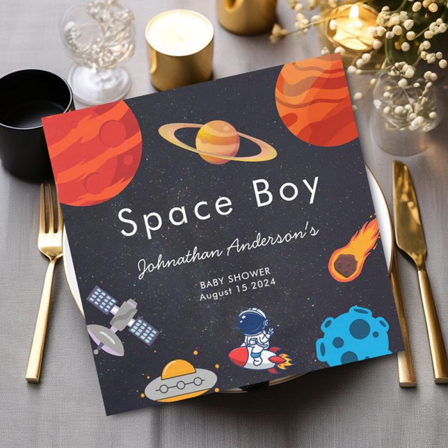 Space Boy Planets Niedlich Astronaut Baby Dusche Serviette (Von Creator hochgeladen)