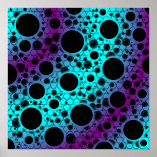 Space Bubble Spots - Cyan/Purple Poster