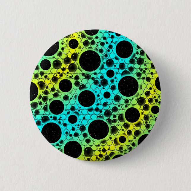 Space Bubble Spots - Cyan/Yellow Button (Vorderseite)