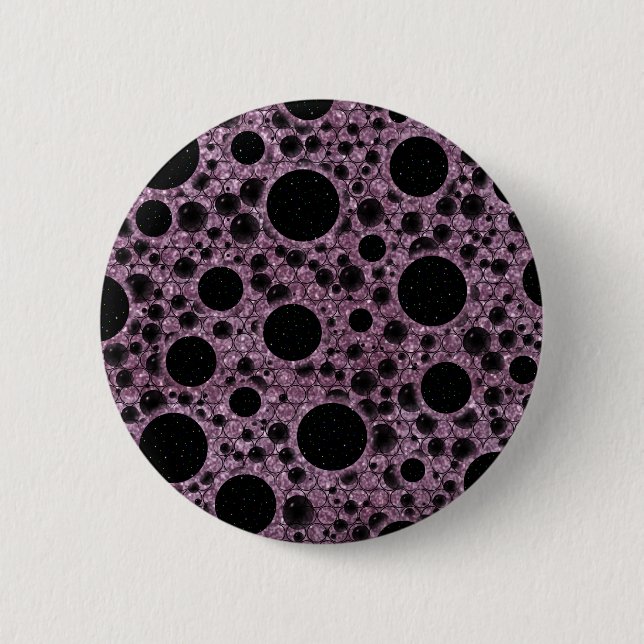 Space Bubble Spots - Glitter Pink Button (Vorderseite)