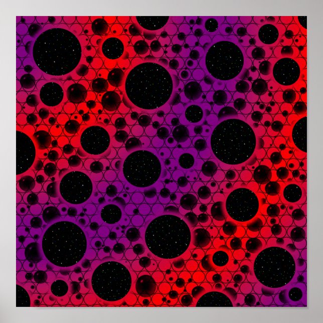 Space Bubble Spots - Lila/Rot Poster (Vorne)
