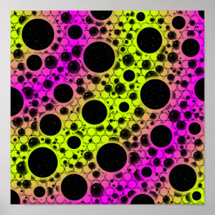 Space Bubble Spots - Lime/Pink Poster