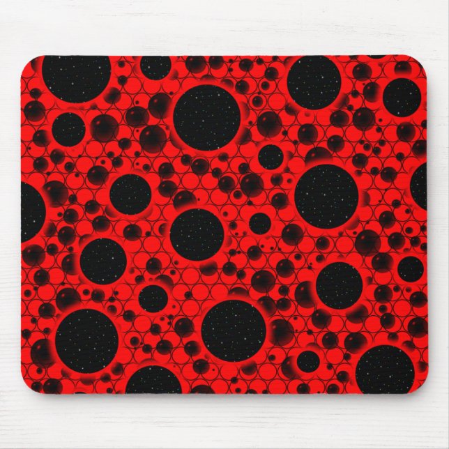 Space Bubble Spots - Red Mousepad (Vorne)