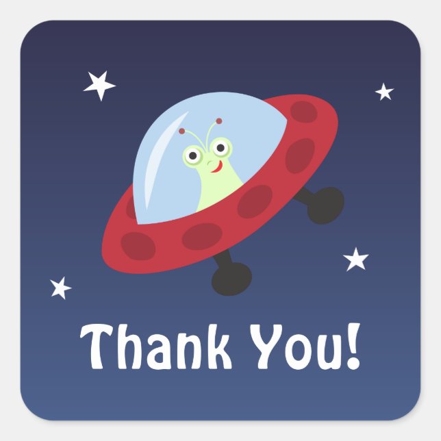 Space Cartoon danke Ihnen Aufkleber mit niedlicher (Vorderseite)