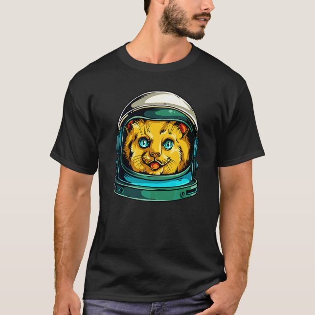 Space Cat Astronaut Funny T-Shirt (Vorderseite)