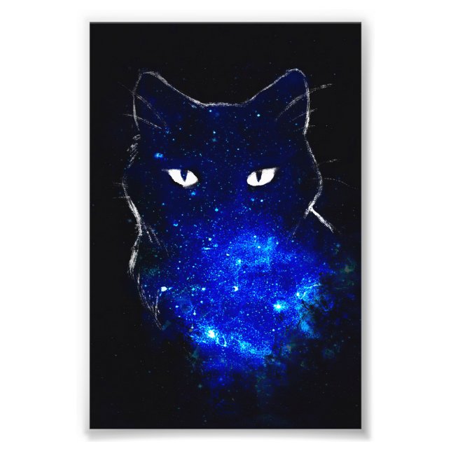 Space Cat Black Cat Geschenk für Niedliche Kitten  Fotodruck (Vorne)