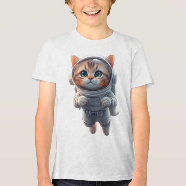 Space Cat explorer children's Tri-Blend Shirt (Vorderseite)