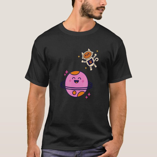 Space Cat Galaxie T-Shirt (Vorderseite)