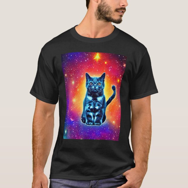 Space Cat Kitty Kitten In Cat Style 1 T-Shirt (Vorderseite)