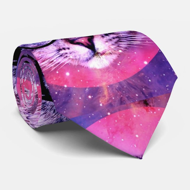 Space Cat Lila Galaxy Trending 2016 individuell an Krawatte (Gerollt)
