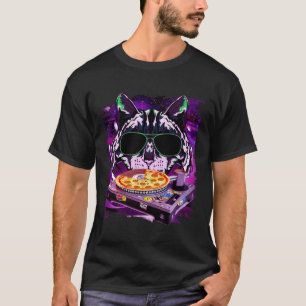 Space Cat Remix DJ PIZZA Remix für Katzen-Galaxie T-Shirt