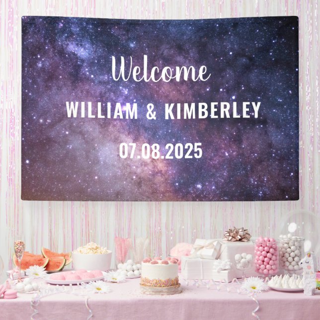 Space Celestial Sky Galaxy Nebula Elegante Hochzei Banner (Party)