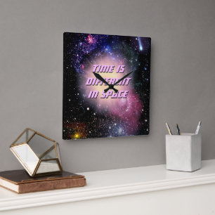 Space Clock Quadratische Wanduhr