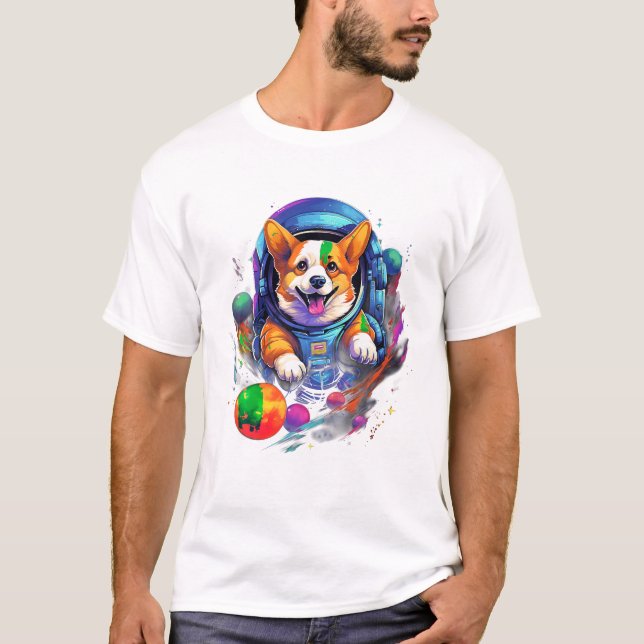 Space Corgi Dog T-Shirt (Vorderseite)