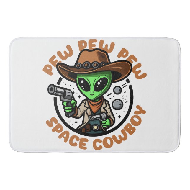 Space Cowboy Funny Alien Badematte (Vorderseite)