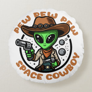 Space Cowboy Funny Alien Rundes Kissen