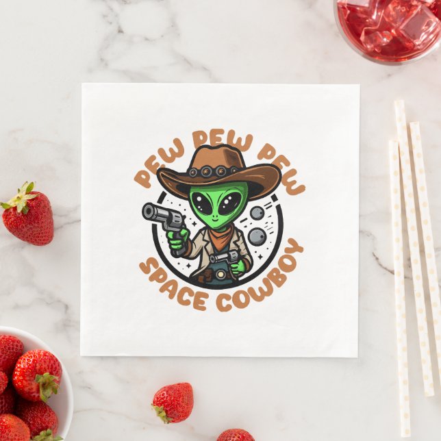 Space Cowboy Funny Alien Serviette (Beispiel)