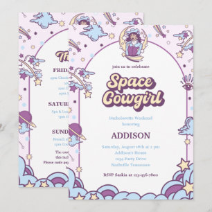Space Cowgirl Bachelorette Einladung mit Devices
