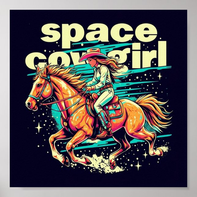 Space Cowgirl Poster - Futuristische Western Kunst (Vorne)