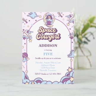 Space Cowgirl Western Geburtstag Einladung