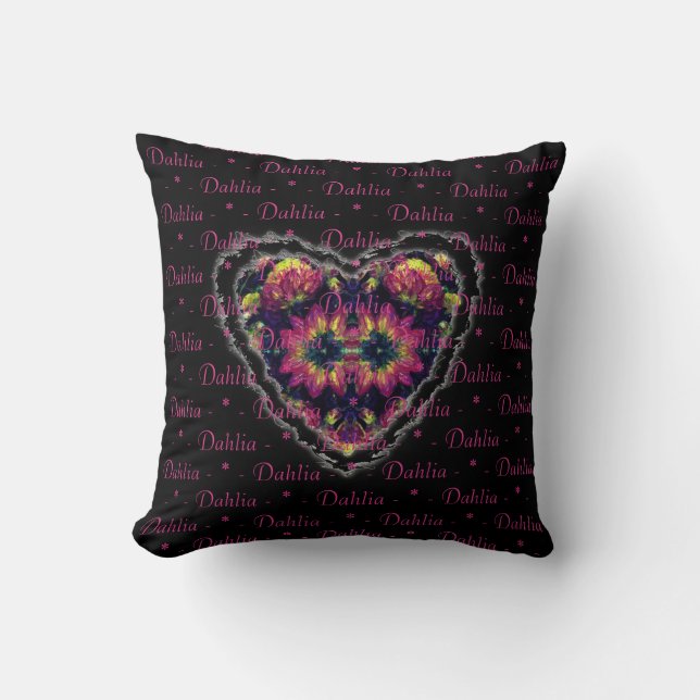Space Dahlias Heart Tapestry Kissen (Vorderseite)