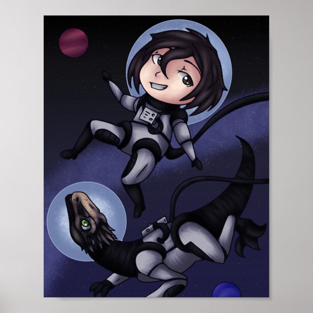 Space Dinosaurier Poster (Vorne)